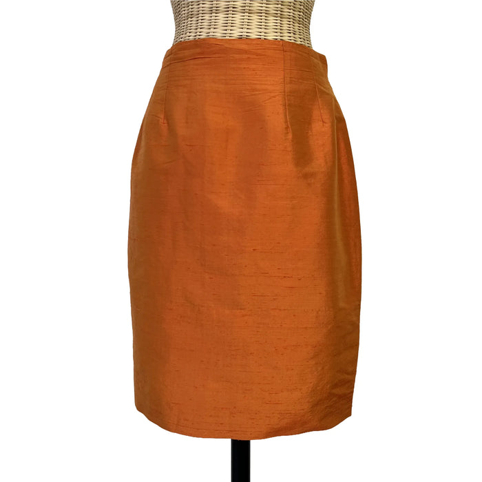 Jupe femme Renato Nucci orange 100% soie, coupe trapèze, taille 38/40, vue de face