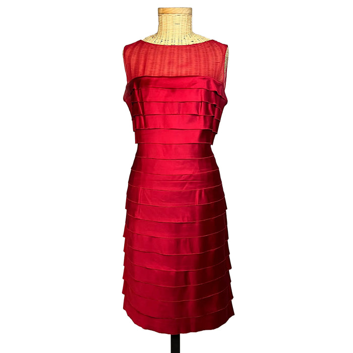 Robe femme Maison 123 rouge coupe sheath ajustée, doublure soie, acétate viscose élasthanne, taille 40, vue de face
