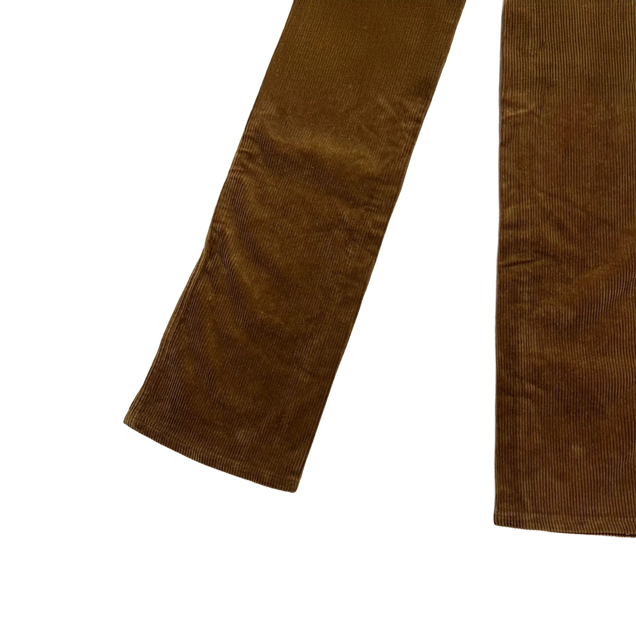 Détail bas évasé pantalon vintage Fiorucci velours marron - Agate Colors Store