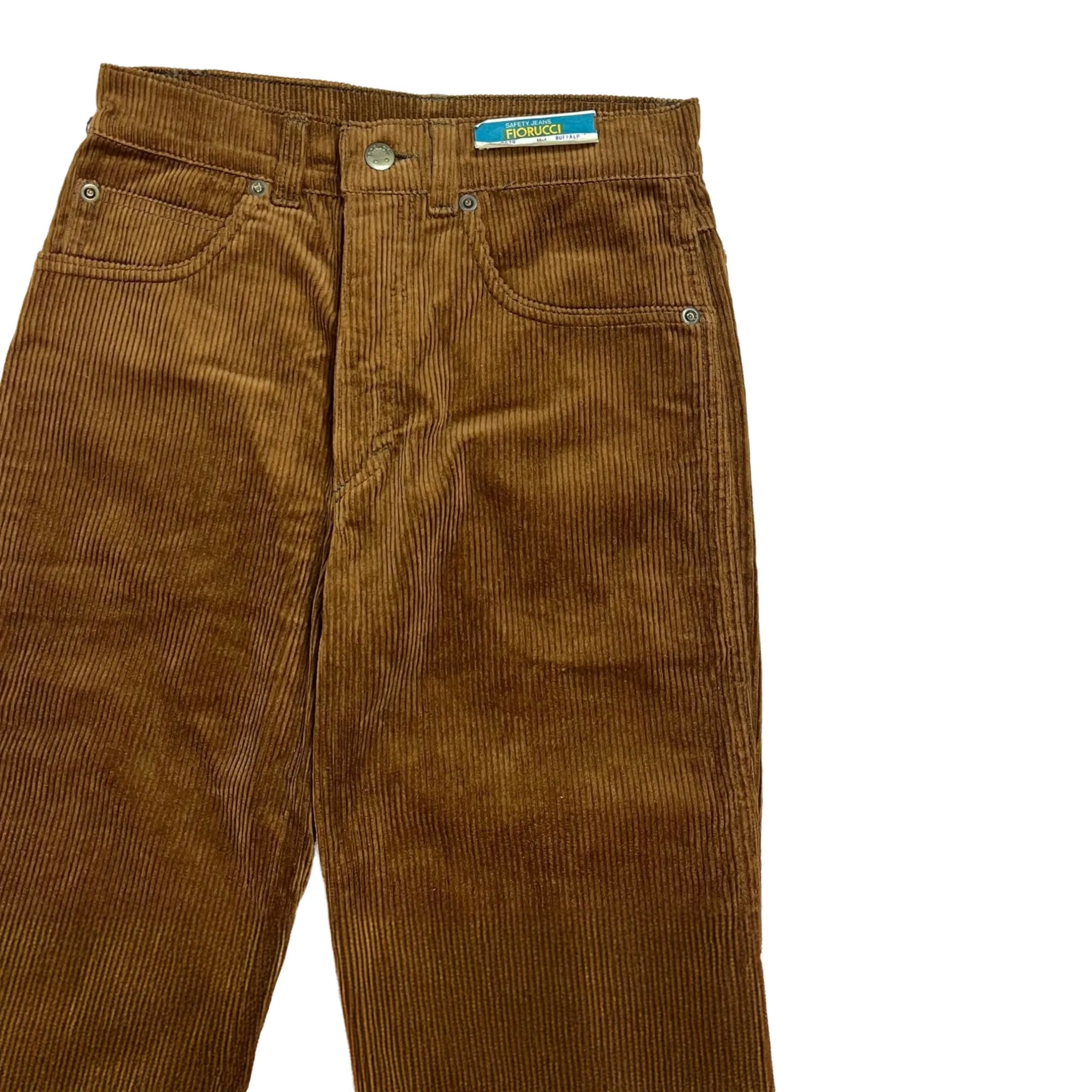 Détail ceinture pantalon vintage Fiorucci velours marron - Agate Colors Store