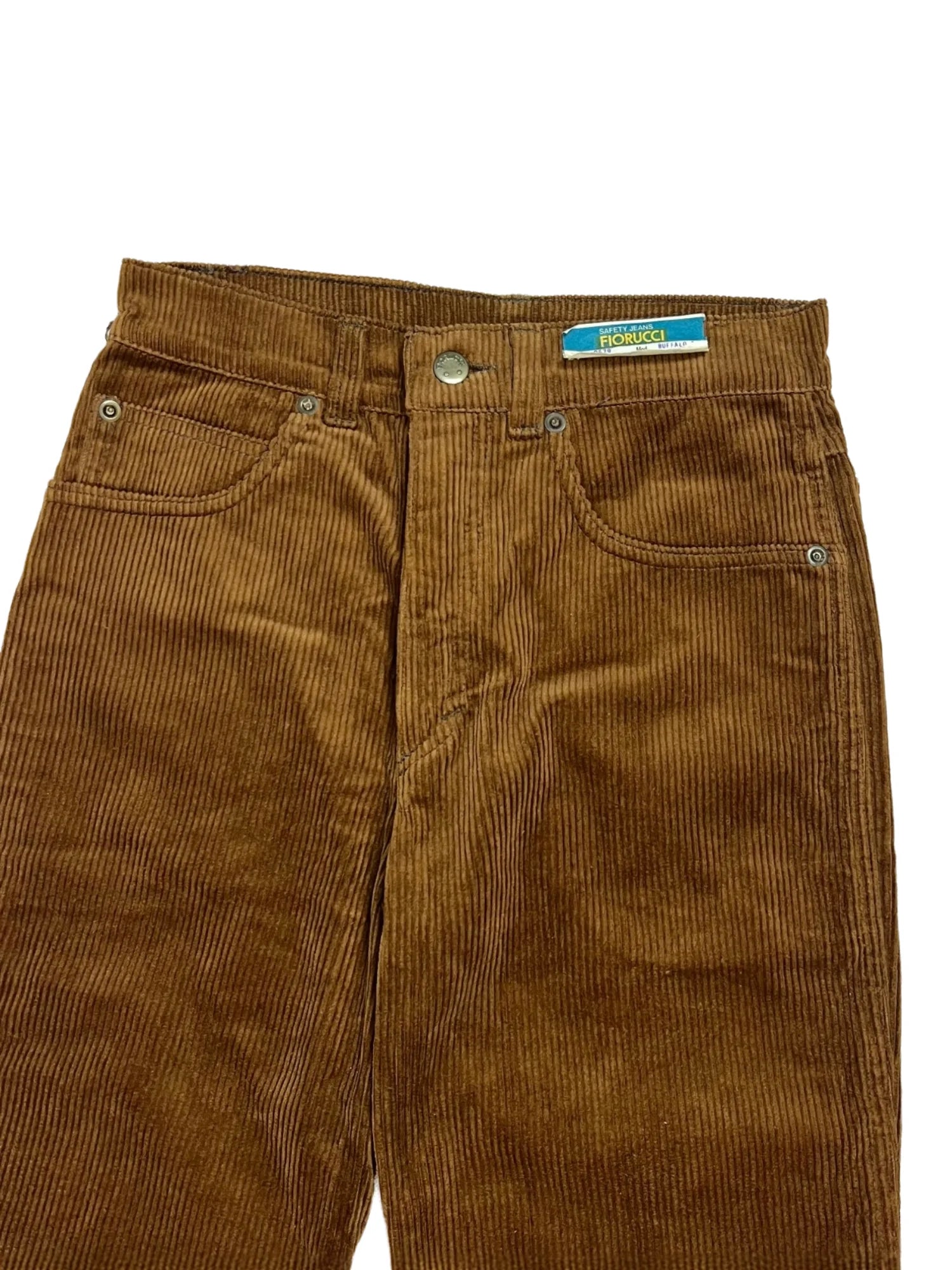 Détail ceinture pantalon vintage Fiorucci velours marron - Agate Colors Store