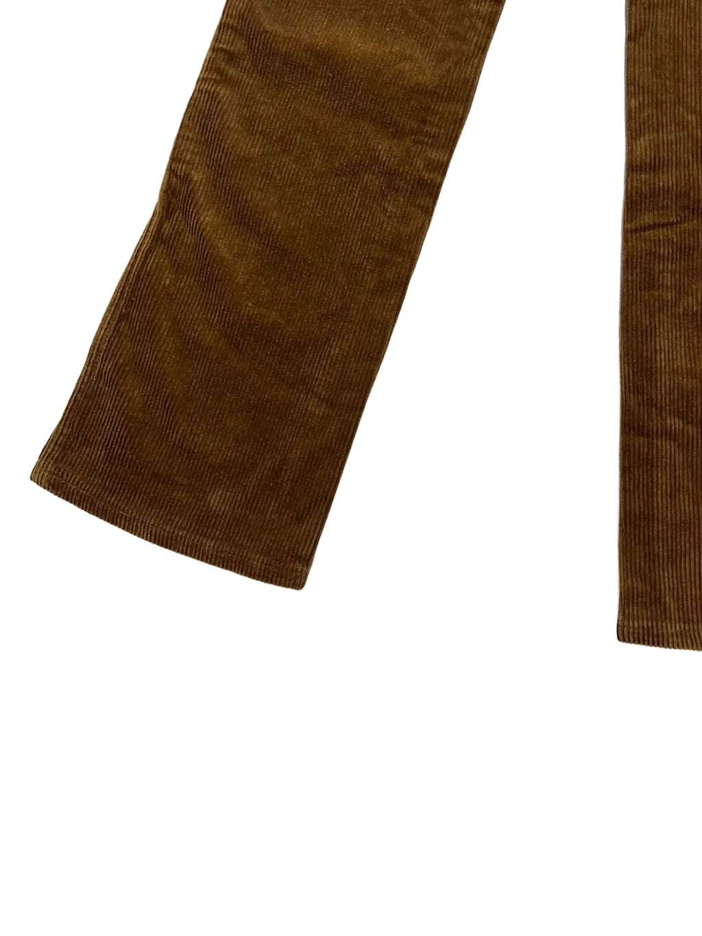 Détail bas évasé pantalon vintage Fiorucci velours marron - Agate Colors Store