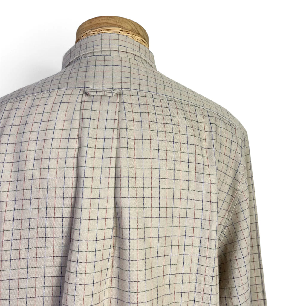 Détail passant et col au dos de la chemise homme Cacharel beige à carreaux, taille S
