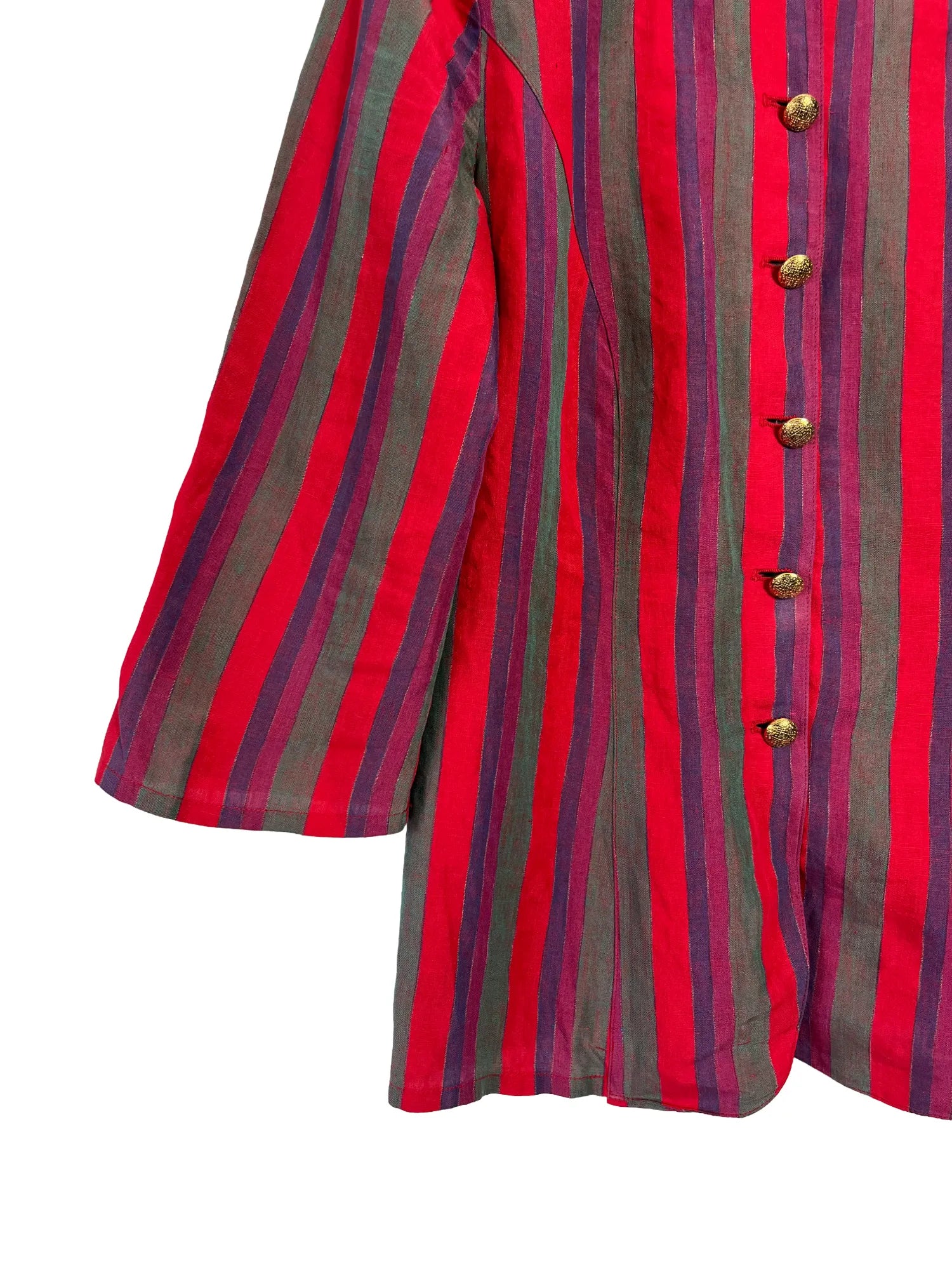 Détail étiquette et composition 100% lin du chemisier femme à rayures taille 40