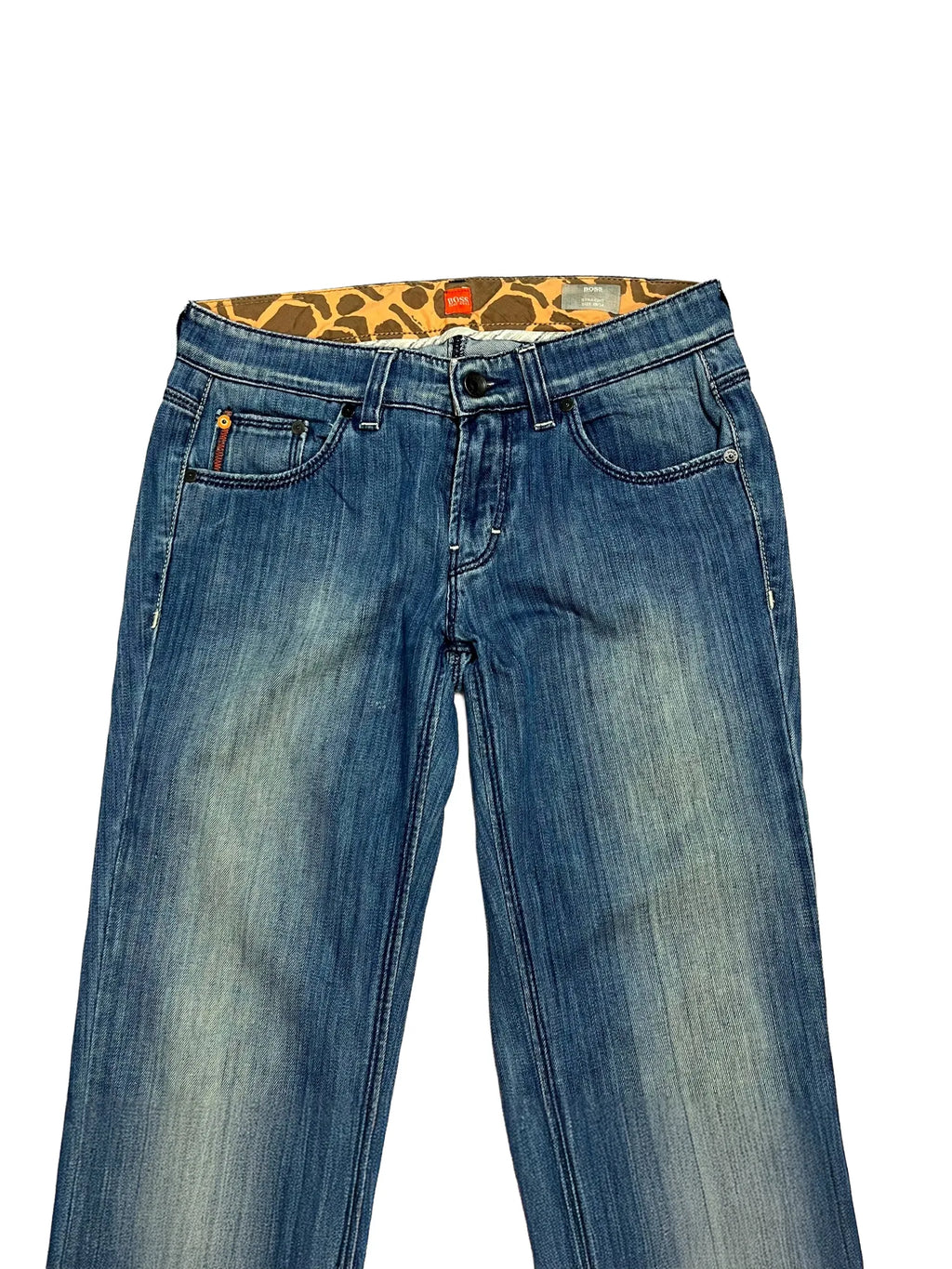 Détail ceinture et passants du jean femme Hugo Boss bleu marine taille 36