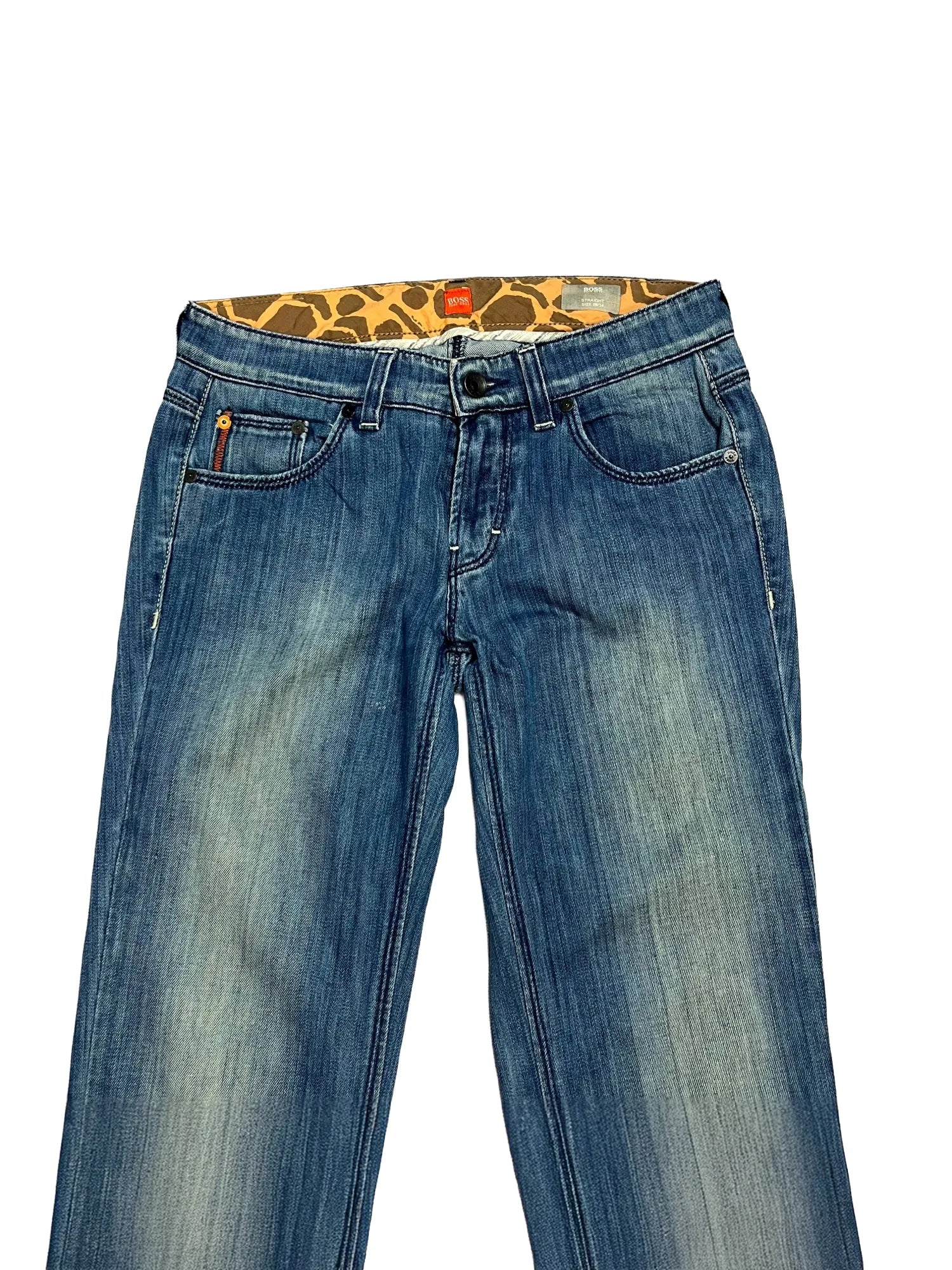 Détail ceinture et passants du jean femme Hugo Boss bleu marine taille 36