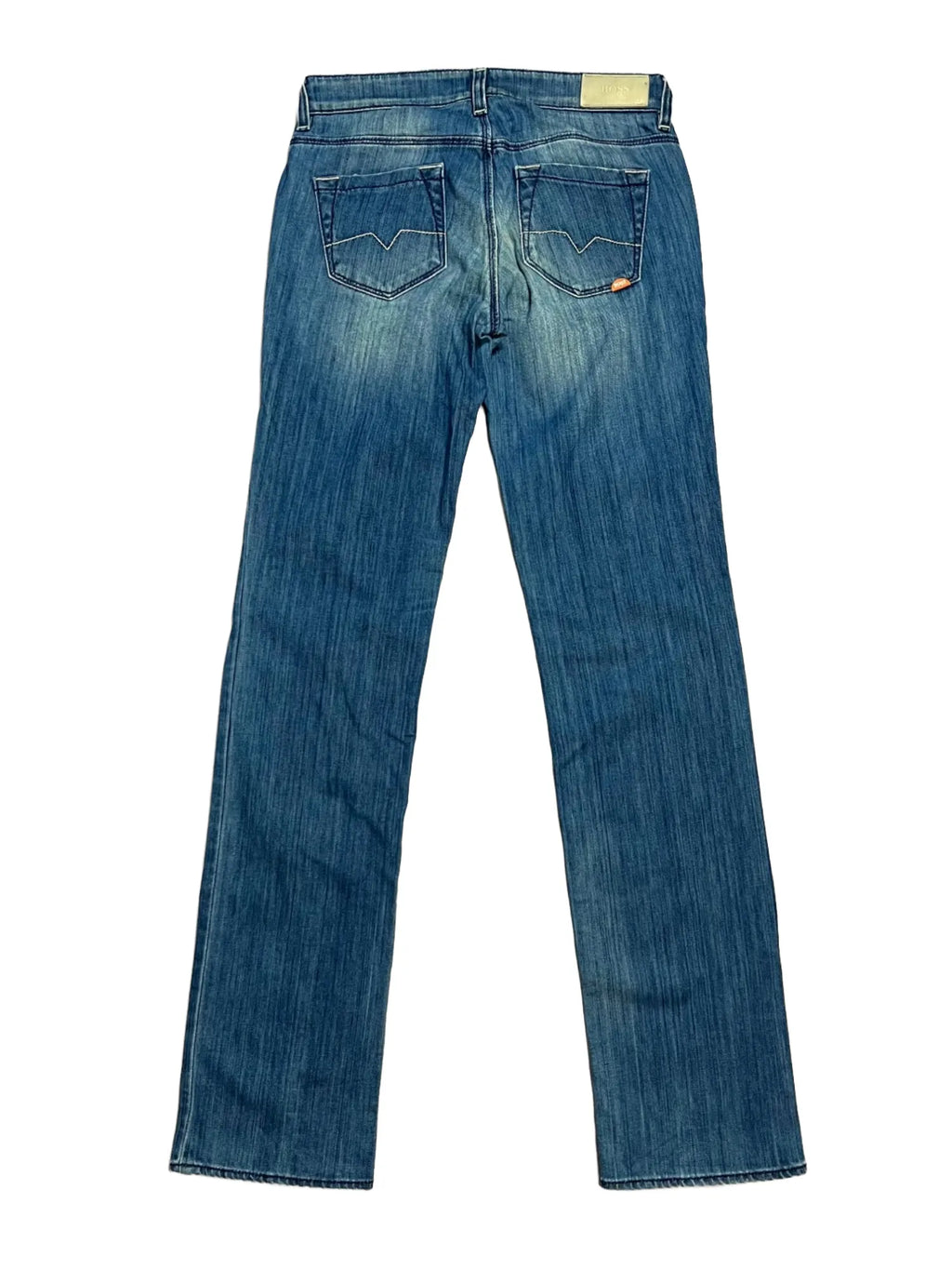 Dos du jean femme Hugo Boss bleu marine coupe droite, poches cavalières, taille 36
