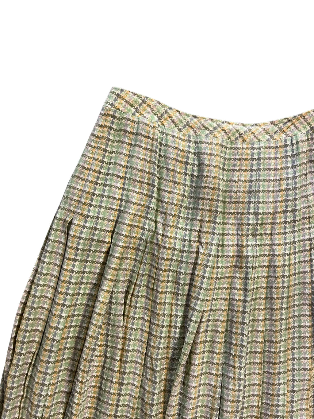 Détail étiquette Céline et doublure sur jupe femme 100% soie plissée taille 40