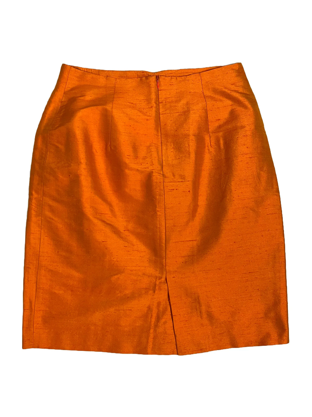 Dos de la jupe femme Renato Nucci orange soie, fermeture zip sur le côté, taille 38/40