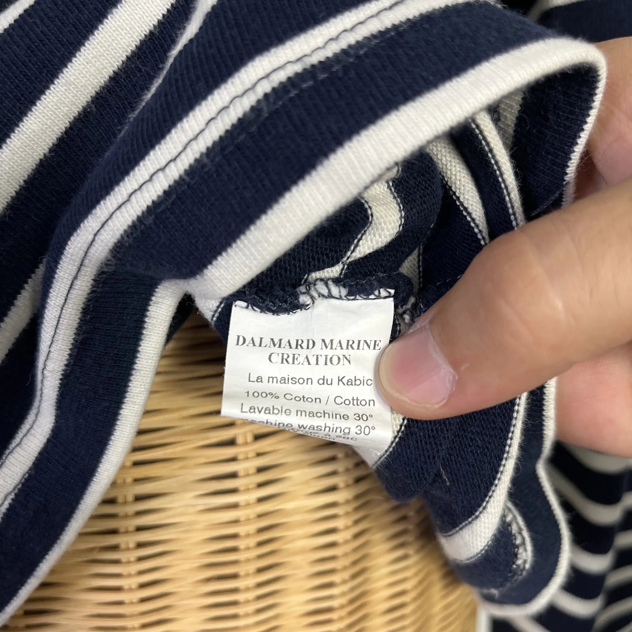 Étiquette de composition de la marinière homme Dalmard Marine 100% coton, taille XL