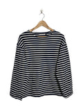 Marinière homme Dalmard Marine bleu marine, 100% coton, col bateau, taille XL, vue de face