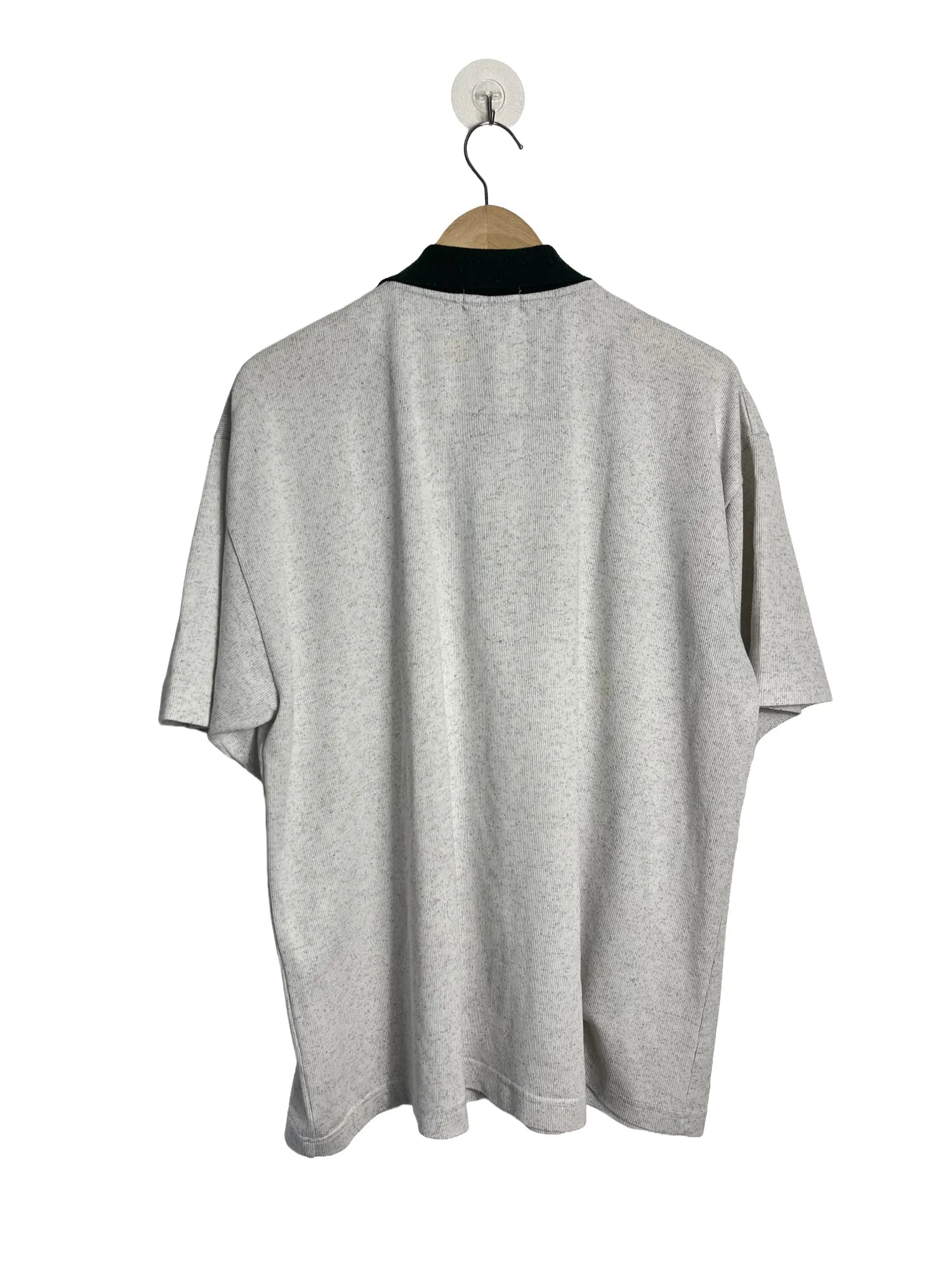 Dos du polo homme Camel blanc chiné col vert, coupe droite, manches courtes, taille L