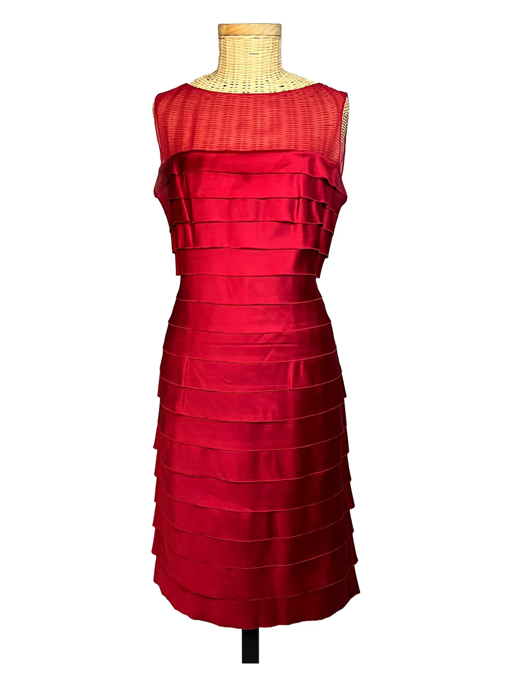 Robe femme Maison 123 rouge coupe sheath ajustée, doublure soie, acétate viscose élasthanne, taille 40, vue de face