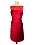 Robe femme Maison 123 rouge coupe sheath ajustée, doublure soie, acétate viscose élasthanne, taille 40, vue de face