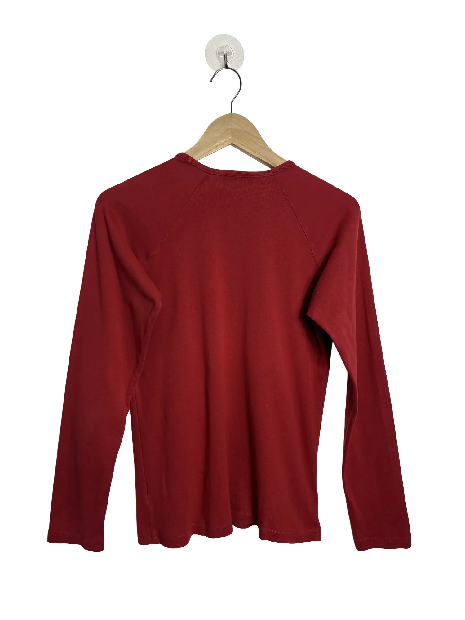 Dos du t-shirt homme Pierre Talamon Paris rouge motif abstrait, manches raglan longues, coupe droite, taille S