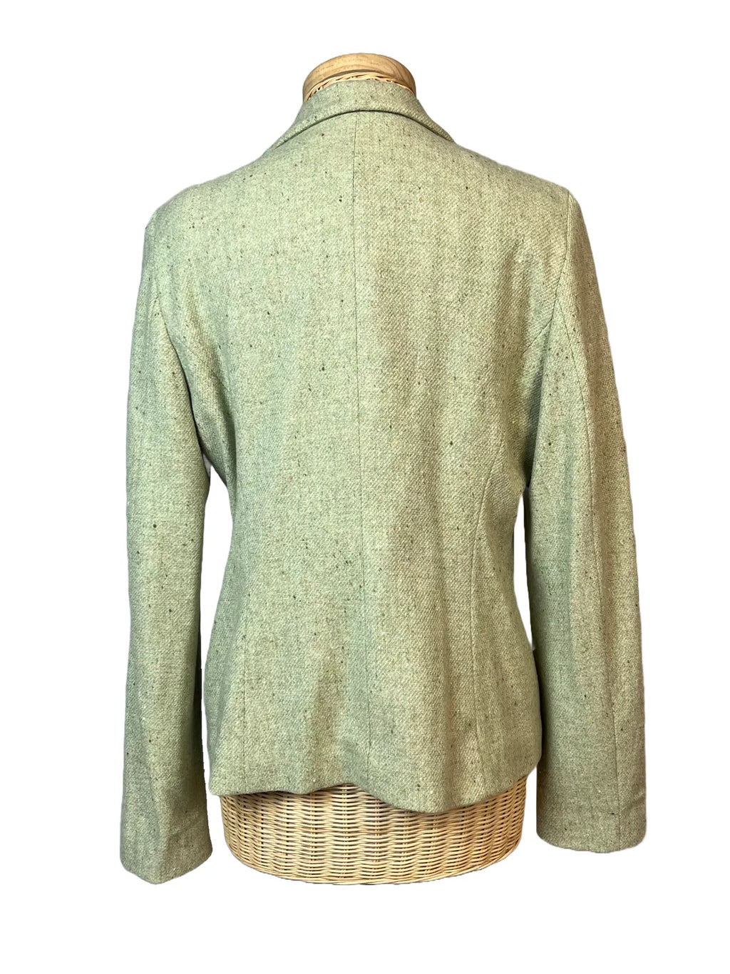 Dos de la veste femme Gérard Darel verte cintrée, entièrement doublée, taille 40