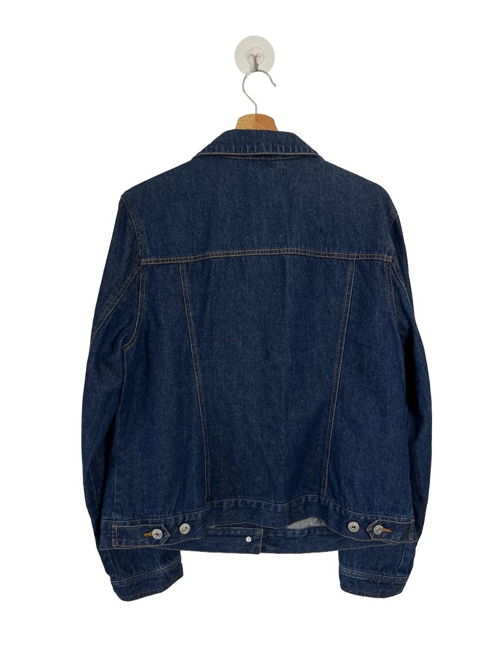 Dos de la veste en jean femme Dollywood bleu marine, fermeture boutonnée, taille 44