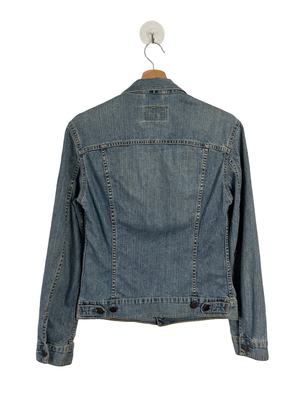 Dos de la veste en jean femme Levi's bleu marine délavé, fermeture boutonnée, taille 38/40