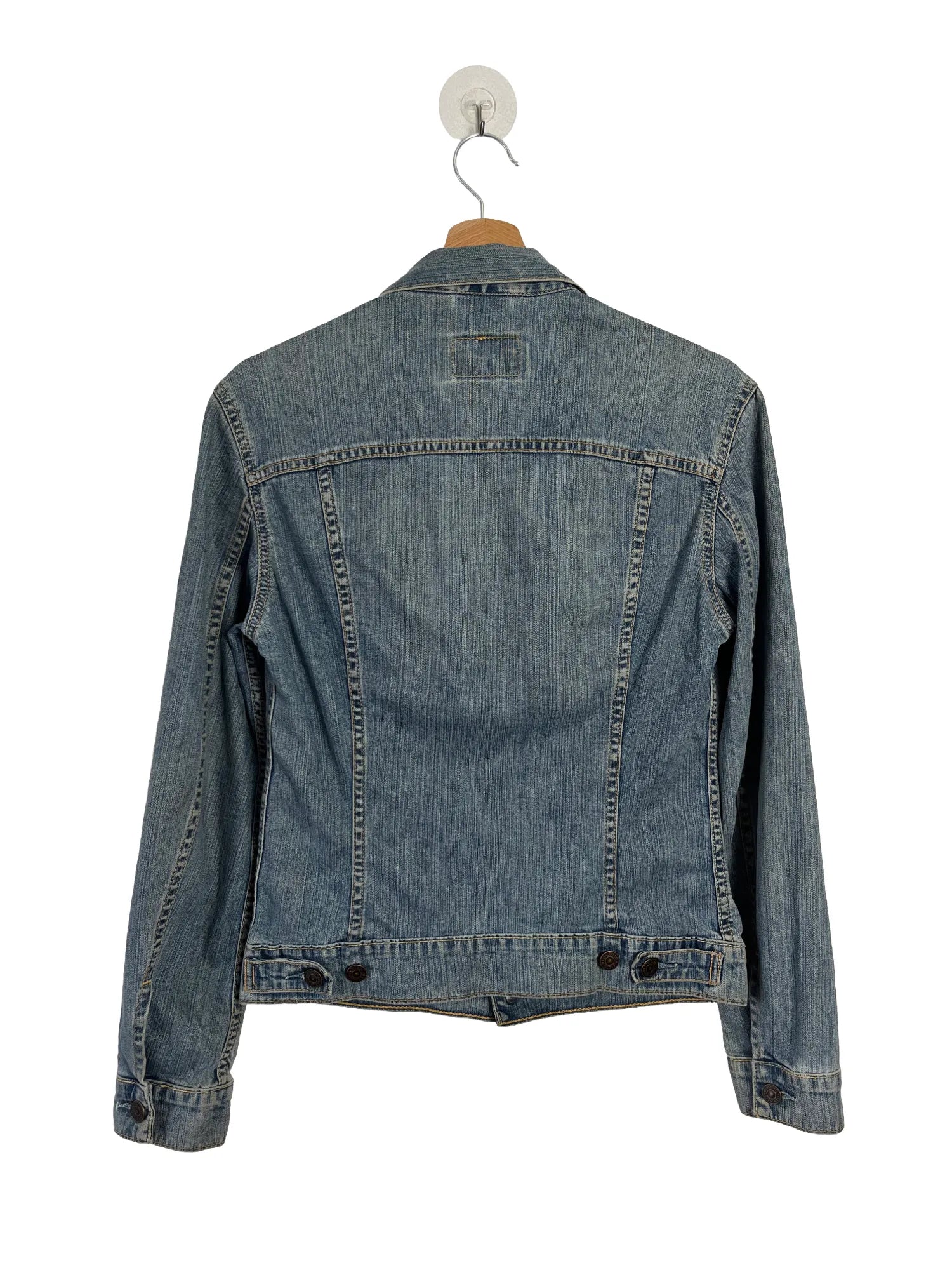 Dos de la veste en jean femme Levi's bleu marine délavé, fermeture boutonnée, taille 38/40