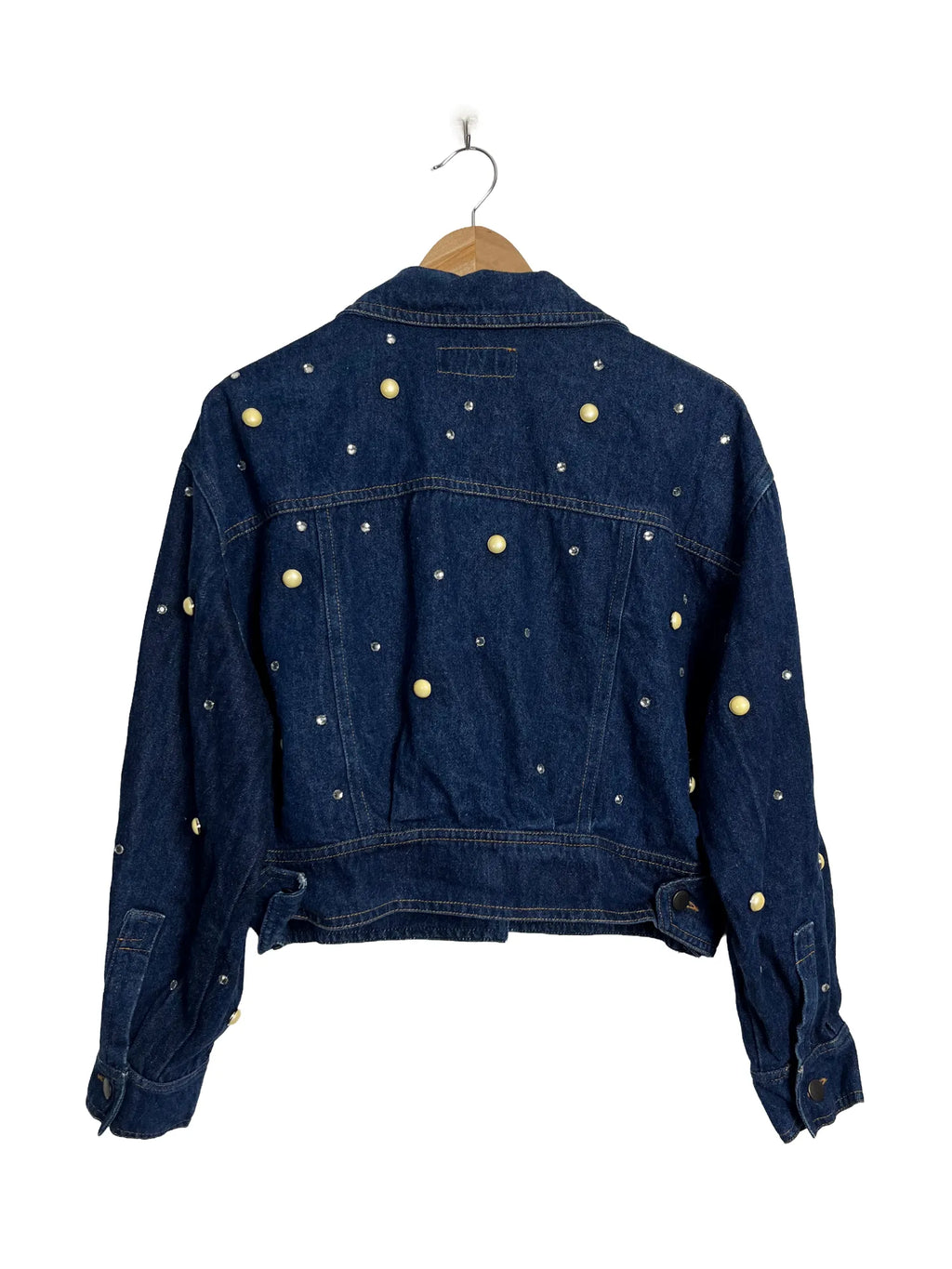 Dos de la veste en jean femme Tarlazzi bleu marine loose oversize, Made in Italy, taille 42